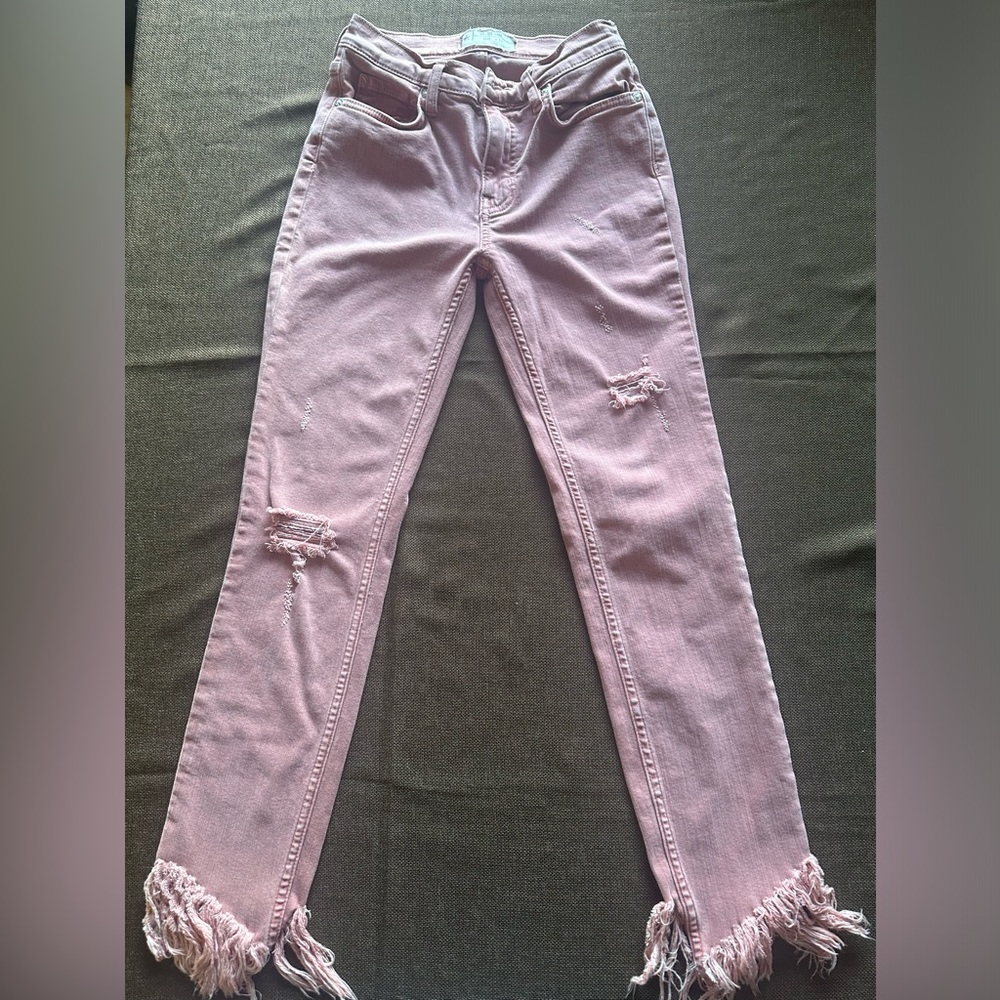 Free people pink fringe pants jeans size 25
